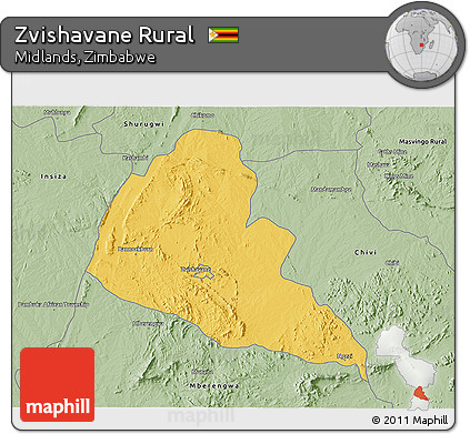 Savanna Style 3D Map of Zvishavane Rural