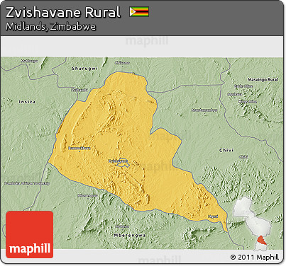 Savanna Style 3D Map of Zvishavane Rural