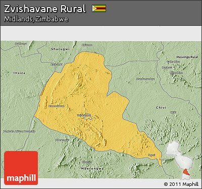 Savanna Style 3D Map of Zvishavane Rural