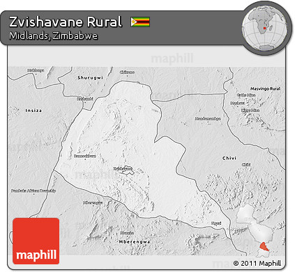 Silver Style 3D Map of Zvishavane Rural
