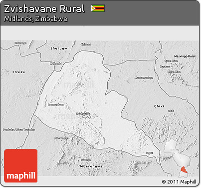 Silver Style 3D Map of Zvishavane Rural