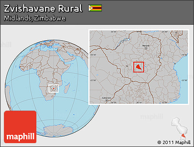 Gray Location Map of Zvishavane Rural