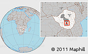 Gray Location Map of Zvishavane Rural, highlighted country, highlighted parent region, within the entire country