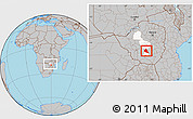 Gray Location Map of Zvishavane Rural, highlighted parent region, within the entire country