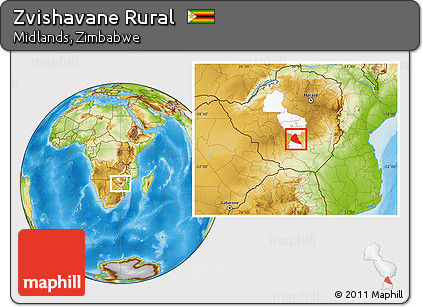 Physical Location Map of Zvishavane Rural, highlighted parent region