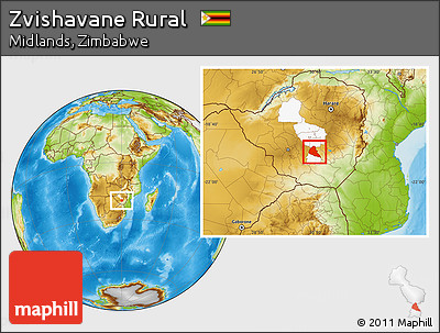 Physical Location Map of Zvishavane Rural, highlighted parent region