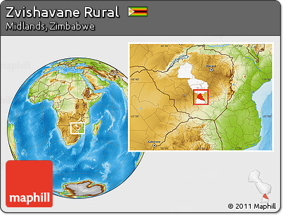 Physical Location Map of Zvishavane Rural, highlighted parent region