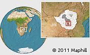 Satellite Location Map of Zvishavane Rural, highlighted country, highlighted parent region, within the entire country