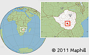 Savanna Style Location Map of Zvishavane Rural, highlighted country, within the entire country