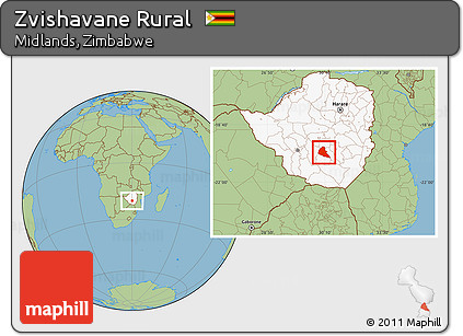 Savanna Style Location Map of Zvishavane Rural, highlighted country