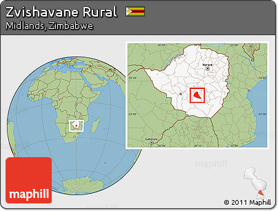 Savanna Style Location Map of Zvishavane Rural, highlighted country