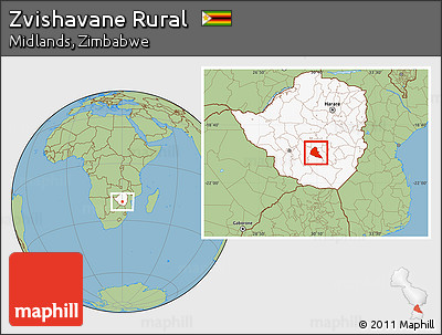 Savanna Style Location Map of Zvishavane Rural, highlighted country
