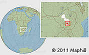 Savanna Style Location Map of Zvishavane Rural, highlighted parent region, within the entire country, hill shading