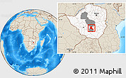 Shaded Relief Location Map of Zvishavane Rural, highlighted country, highlighted parent region