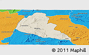 Shaded Relief Panoramic Map of Zvishavane Rural, political outside