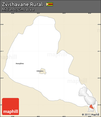 Classic Style Simple Map of Zvishavane Rural, single color outside