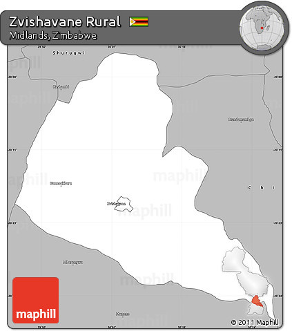 Gray Simple Map of Zvishavane Rural