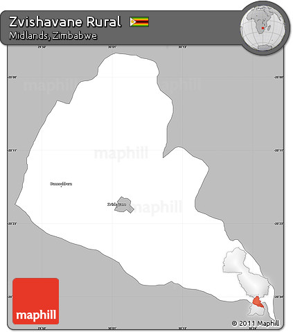 Gray Simple Map of Zvishavane Rural, single color outside