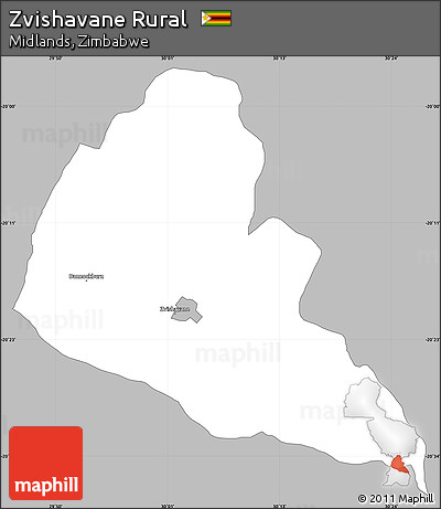 Gray Simple Map of Zvishavane Rural, single color outside