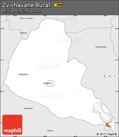 Silver Style Simple Map of Zvishavane Rural
