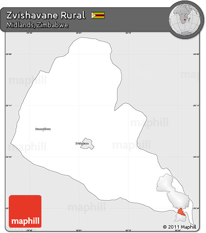 Silver Style Simple Map of Zvishavane Rural, single color outside