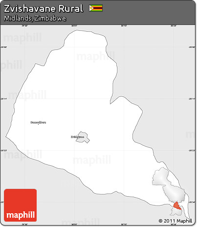 Silver Style Simple Map of Zvishavane Rural, single color outside