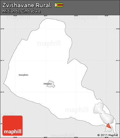 Silver Style Simple Map of Zvishavane Rural, single color outside