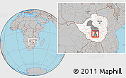 Gray Location Map of ZVISHAVANE urban, highlighted country, highlighted parent region, within the entire country