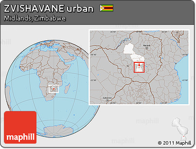 Gray Location Map of ZVISHAVANE Urban, highlighted parent region