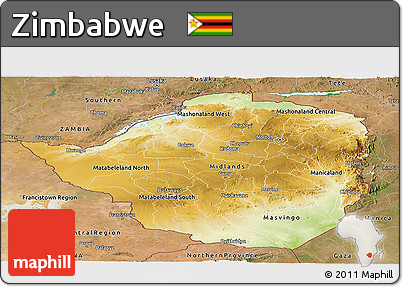 Physical Panoramic Map of Zimbabwe, satellite outside