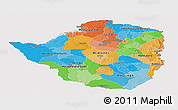 Political Panoramic Map of Zimbabwe, cropped outside