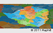 Political Panoramic Map of Zimbabwe, darken