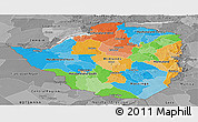 Political Panoramic Map of Zimbabwe, desaturated