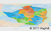 Political Panoramic Map of Zimbabwe, lighten