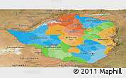 Political Panoramic Map of Zimbabwe, satellite outside