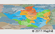 Political Panoramic Map of Zimbabwe, semi-desaturated