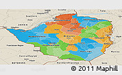 Political Panoramic Map of Zimbabwe, shaded relief outside