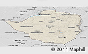 Shaded Relief Panoramic Map of Zimbabwe, desaturated
