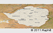 Shaded Relief Panoramic Map of Zimbabwe, satellite outside