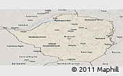 Shaded Relief Panoramic Map of Zimbabwe, semi-desaturated