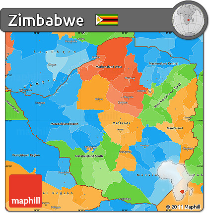 Political Simple Map of Zimbabwe