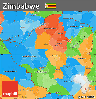 Political Simple Map of Zimbabwe