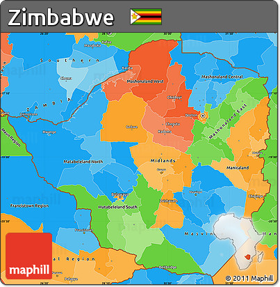 Political Simple Map of Zimbabwe