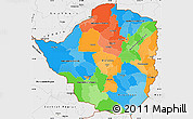 Political Simple Map of Zimbabwe, single color outside, borders and labels
